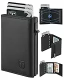 TEEHON Geldbörse Herren - Magnetischer Slim Wallet mit Münzfach&RFID Schutz&ID-Fenster - Leder Portmonee Geldbeutel kartenetui für Karten - kreditkartenetui Herren Klein - Kartenhalter Schwarz (black)