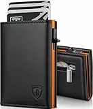 TENBST Portmonee Herren - Ultradünne Geldbörse Herren aus Echtleder, Smart Wallet 3.0 mit Magnetverschluss, RFID-Schutz Kartenetui, Elegantes Orange als Slim Wallet - Stilvolle Geschenke für Männer