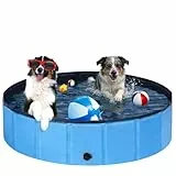 Ezilif Hundepool für Große & Kleine Hunde, Faltbare Hunde Pool rutschfest, 160 x 30cm Schwimmbecken für Hund Verdickt PVC, Planschbecken Hund Verschleißfest, Hundebadewanne Swimmingpool