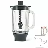 Kenwood ThermoResist Glas-Mixaufsatz KAH359GL, Zubehör für Kenwood Chef Küchenmaschinen, hitzebeständiger Glasbehälter für Eis, Suppen & Co., inkl. Rührstick, Anthrazit/Silber