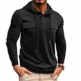 APAELEA Hoodie Herren Kapuzenpullover Doppeltaschen Freizeitsport Hip Hop Langarmshirt,Schwarz,M