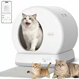 MeoWant Selbstreinigende Katzentoilette, Großes Automatisches Katzenklo mit Integrierten Sicherheitssensoren, App-Steuerung, Geruchsfrei für Mehrkatzenhaushalte, mit Matte & Einsatz