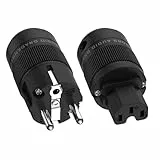 Brollitest 1 Für High End Schuko Stecker HiFi Netzstecker Power Plug + IEC C15 Anschluss (Rhodium Plated, PE)