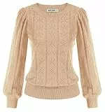 GRACE KARIN Pullover Casual Strickpullover Damen Bluse Langarm Polyester Pullover Damen Oberteil CL834-7 M