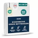 Dreamzie - 2er-Set Milbenbezug Kissenschoner 40x80 - Allergiker Bettwäsche - Milbenbezug Kissen 40x80 cm - Allergiker Kissenbezug fachärztlich getestet