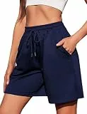 Jezonga Shorts Damen Kurze Sporthose Baumwolle Sport Shorts Sommer Lose Lässige Hose mit Taschen High Waist Elastischer Bund Jogginghose Kurz Short zum Gym Fitness Running Tennis