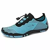DANNTO Herren Aquaschuhe Wasserschuhe Badeschuhe Yoga Badeschuhe Strandschuhe Schnell Trocknend Surfschuhe Schwimmschuhe mit rutschfeste Sohlen Neoprenschuhe Barfuß Schuhe für Damen(hellblau-K,47