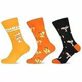 Wecbior Bunte Witzige Cocktail Socken Herren Damen Party Lustige Geburtstag Getränkemuster, 3 Paar Rot Orange Motive, Größe 39-42