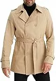 Leif Nelson Trenchcoat Herren kurze Jacke Kurzmantel Slim Fit Business Übergangsjacke Männer Mantel Sommer Lange Freizeitjacke Frühling Herbst Größe M Braun