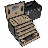 Windrose Schmuckkoffer XXL mit integrierter Schmucktasche Merino (schwarz - legacy)