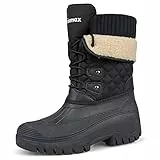 Knixmax Outdoor Winterstiefel Damen Warm Gefütterte Schneestiefel Winterschuhe mit wasserdichtem Obermaterial und rutschfesten Sohlen Geeignet für die Schneesaison im Winter Schwarz EU41