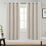 BellaHills Verdunklungsvorhänge Gardinen 2er Set H214 x B132 cm Vorhänge Blickdicht Wohnzimmer Curtains mit ösen, Ösenvorhang für Schlafzimmer, Elfenbeinweiß