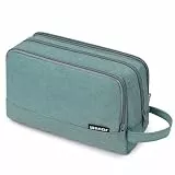WANDF Kulturbeutel Herren Rucksack Damen Kosmetiktasche Waschtasche für Männer & Frauen in Premium Qualität (Denim Pure Smaragd)