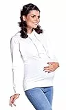 HAPPY MAMA Boutique Damen Umstands Still Jersey Sweatshirt Hoodie 272 (Weiß, 42, XL)