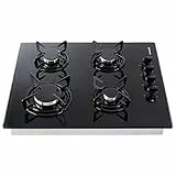 Arebos Gaskochfeld 4 Flammig | 60 cm Glaskeramik Gasherd mit automatischem Flammenschutz | Erd- oder Propangas | Gaskocher Autark, effizient und energiesparend