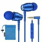 LUDOS OMNITONE Kopfhörer In Ear Kopfhörer mit Kabel und Mikrofon, 5 Jahre Garantie, In Ear Ohrhörer, 3,5 mm Klinkenstecker Earbuds, Satte Bässe Earphones, Headphones für iPhone, iPad, Samsung - Blau