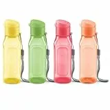 Bulk Wasserflaschen-Set, mehrfarbig, für Kinder und Erwachsene, auslaufsichere Wasserflaschen mit Tragegurt, quadratisch, wiederverwendbar, für Saft, Getränke, BPA-frei, spülmaschinenfest, 118 ml, 4