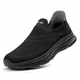 ODCKOI Slip on Sneaker Herren Ohne Schnürsenkel Schuhe Outdoor Sportschuhe Laufschuhe Leichtgewichts Atmungsaktiv Hand-Free Freizeit Straßenlaufschuhe Ganz in Schwarz QUANHEI-43XIN