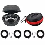 TTBDDM 2 Stück runde Uhrenbox, Uhrenbox mit Reißverschluss, Reiseuhrenetui, mit 2 Karabinerhaken und 4 Schwamm, zur Aufbewahrung von Uhren, Kopfhörern, Halsketten, Ringen (schwarz, rot)