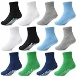 HYCLES Stoppersocken Kinder - 12 Paar ABS Socken Kinder Baby Jungen Kleinkind Rutschfeste Socken für 0-10 Jahre Antirutsch Socken Mädchen 7-10 Jahre