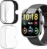 Blueshaweu Schutzhülle Für T70 Smartwatch 1.91', Flexibles TPU Vollschutz mit schutzfolie Kratzfest Hülle Kompatibel mit Kuizil T70/Soudorv T70/Csasan T70/WeurGhy T70 Smartwatch (schwarz+transparent)