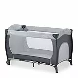 hauck Kinderreisebett Sleep N Play Go Plus mit Transporttasche, Rädern, Schlupf zum Spielen, Klein Zusammenklappbar, Baby Reisebett Kleinkind ab Geburt bis 15 kg (Stone)
