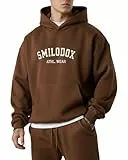SMILODOX Hoodie Herren Kayson, Oversize Kapuzenpullover mit Frontprint, große Kapuze Sweatshirt, Kängurutasche, weicher Stoff, Warmer Pulli ideal für für Streetstyle, Alltag und Freizeit