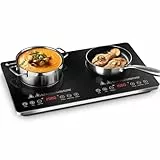 AMZCHEF Induktionskochfeld 2 Platten Freistehend, Induktionskochplatte 2 Platten 3500W mit Unabhängigen Steuerungen, 20 Temperaturstufen, mehrere Leistungseinstellungen, 4-Stunden-Timer