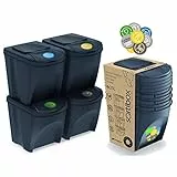 Set von 4 Recyclingwürfeln 100L Prosperplast Sortibox von Anthrazitfarben Kunststoff