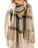 FURTALK Damen Herbst Winter Großer Karo Warm Weich Schal