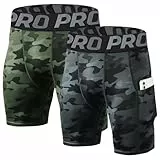 LANBAOSI 2-3er Pack Herren Kompressionsshorts mit Tasche Laufen Fitnessstudio Sportliche Strumpfhose Baselayer Sommer Schnell Trocknende Sporthose