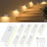 WILLED Nachtlicht Mit Bewegungsmelder, 8 Stück Treppenbeleuchtung, Aufladbar USB Akku Mit 3 Modi (Auto/ON/OFF), Für Treppe, Schlafzimmer, Flur, Badezimmer