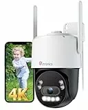 Ctronics 4K WLAN Überwachungskamera Außen, 8MP PTZ Kamera mit Farbnachtsicht, 2,4/5GHz Dualband WLAN, KI Personen-/Fahrzeug-/Tiererkennung, unterstützt NVR&24/7 Aufzeichnung, Zwei-Wege-Audio, IP66