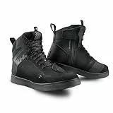 SHIMA REBEL 2.0 Motorrad Schuhe Herren Leder Belüftet Motorradstiefel Protektoren Sneaker Rutschfeste Sohle Knöchelstütze Seitlicher Reißverschluss Bikerboots (Männer, Belüftet Schwarz, 44)