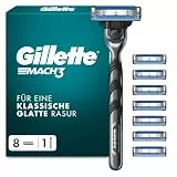 Gillette Mach3 Rasierer Herren — Inkl.1 Nassrasierer und 8 Rasierklingen mit 3-Fach Klinge, Geschenk für Männer — Schwarz