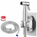 DEANKEJI 1,5 Meter Edelstahl Handbrause Toilette-Set, Silber Toiletten-Hochdruckspritzpistole, WC Dusche Handbrause, Toiletten-Hochdruckdüse, für Küche, Bad, Hotel