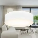 B.K.Licht - Deckenlampe mit Lampenschirm aus Stoff, E27 Fassung, max. 40 Watt, Deckenleuchte, Lampe, Wohnzimmerlampe, Schlafzimmerlampe, Küchenlampe, Deckenbeleuchtung, 38x10 cm, Weiß
