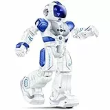 Ruko 6088 Programmierbarer Roboter mit App-Steuerung, Fernbedienung und Gestensteuerung, Wiederaufladbarer interaktiver Roboter mit LED-Gesichtern, Lernspielzeug für Kinder von 3–6 Jahren, Blau