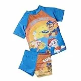 United Labels Paw Patrol Badeanzug zweiteilig UV Schutz 50+ für Jungen, Blau, 122-128, Badebekleidung Kinder mit Shirt und Hose, Bademode