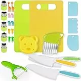 Genround Kindermesser, 19-teiliges Kinder Kochmesser Küchenmesser Set, inklusive schneidemesser wellenmesser Baby, ausstecher Brot und gemüse Kinder, kinderküchenzubehör ab 3 Jahre