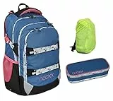 Familando Neoxx Active Schulrucksack 3tlg. Set · Rucksack für die Schule 5. bis 12. Klasse · ergonomischer Schulranzen für Jungen und Mädchen (Splash/Hellblau Rosa)