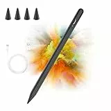 AMZCaSE Stylus Stift für iPad 2018-2023,kompatibel mit iPad 10/9/8/7/6th,Mini 6/5th,Air 4/3th,Pro 11'/12,9',11-inch A16/Air 11 M3/Air 13 M3,kapazitiver Stift mit 4 Ersatzspitzen(schwarz Schnellladung)