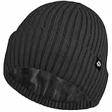 HASAGEI Strickmütze Damen Beanie Herren Damen Mütze Dicke Fleece Mütze Thermal Atmungsaktivem Unisex Cuffed Beanie Mütze Herren Weich Strickmütze Herbst Winter Stretch Wintermütze (Schwarz)