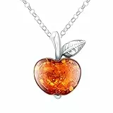 ANDANTE Premium Collection - Echter OSTSEE Bernstein Kettenanhänger in 925 Sterling Silber ** Apfel ** Zertifiziert - Gold des MEERES - Farbe Cognac