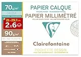 Clairefontaine 97528C Mappe (6 Bögen Millimeterpapier und 6 Bögen Transparentpapier, ideal für technische Zeichnen, 12 Bögen, DIN a4, 21 x 29,7 cm, 70 g)
