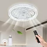 BomKra Deckenventilator mit Beleuchtung, 45W Leise Deckenventilator mit Licht & Fernbedienung, 3 Farbige Dimmbare, 3 Geschwindigkeiten, Timer, für Schlafzimmer Wohnzimmer