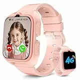 Baolubao Smartwatch Kinder mit SIM-Kartensteckplatz, LBS+WLAN+GPS-Tracker, Uhr Unterstützt 4G, Taschenlampe, SOS Notruf, Telefonanruf, Sprachchat, Schulmodus, IP 67, Kinderuhr für Mädchen Geschenke