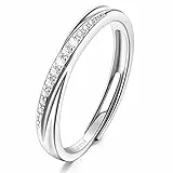 KALVICA 925 Sterling Silber Ringe für Frauen Damen Silber verstellbarer Ring mit Zirkonen Hochzeit Versprechen Ewigkeit Ring für Frauen