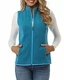 fuinloth Damen Fleece Weste, Stehkragen, Taschen Blauer See X-Large