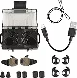 ACEXIER Taktischer Bluetooth 5.3-Kopfhörer mit elektronischer Tonabnehmer-Geräuschunterdrückung, In-Ear-Headset, Jagd, Schießen, Gehörschutz, Taktische Ohrhörer (Khaki)